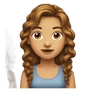 fille long cheuveux marron onduleé vétement cool sticker