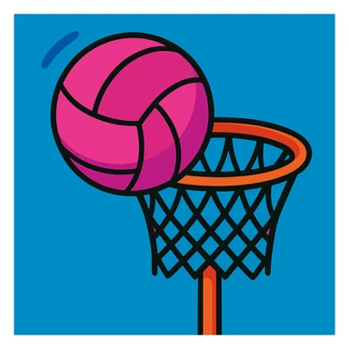 Change the netball to pink, keep the vibrant toon style with the hoop clear and vibrant. sticker