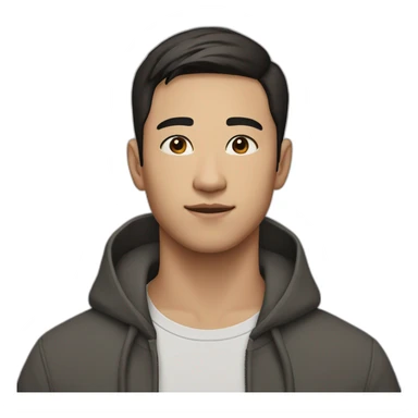 half asian half caucasian 21 year old man with very short dark brown hair sticker