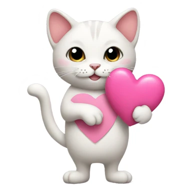 cat holding a pink heart sticker