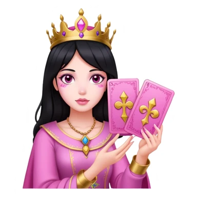 black hair girl with pink pink tarot gold cards sticker
