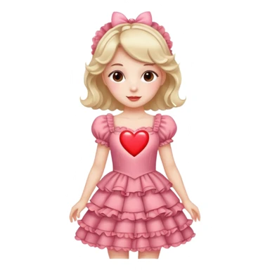 coquette girl, rosy cheeks, heart accessories, frilly dress sticker