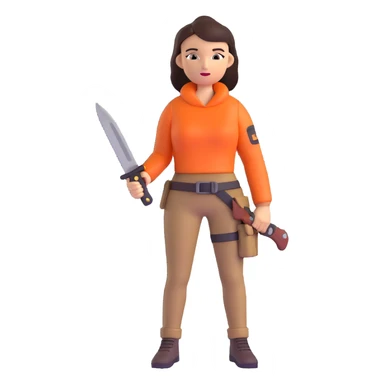 Outdoorsy woman with a survival knife sticker