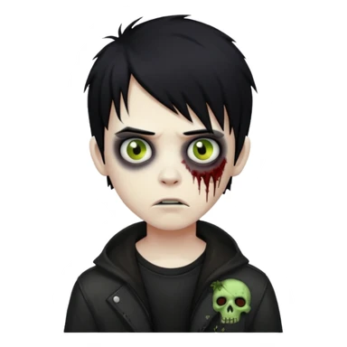 boy zombie with black hair emo sticker