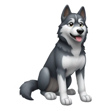 dark gray husky with dark gray on it's legs sticker