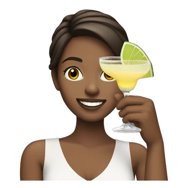 Pale brunette holding margarita smiling  sticker