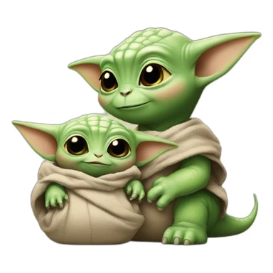 Baby dino with baby yoda sticker