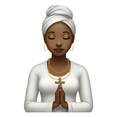 Black woman praying with cross necklace in hands sticker