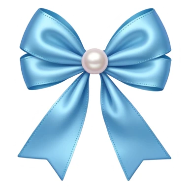 Soft blue bow with hanging pearl  sticker