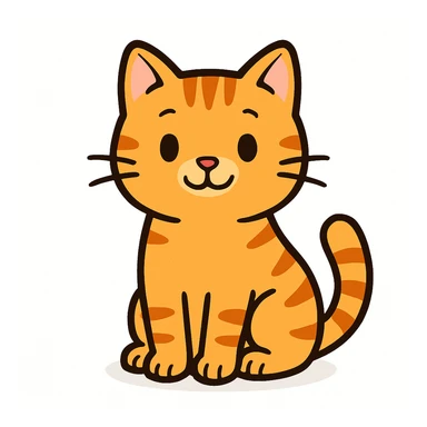 a normal cat, sitting, cartoon style sticker