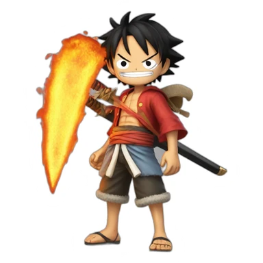 luffy with fire katana and gear5 sticker