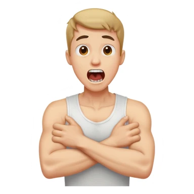 arms crossed holding neck screaming guy sticker
