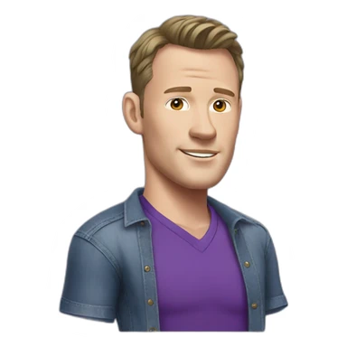 Jonathan Toews wearing a purple shirt and jeans  sticker