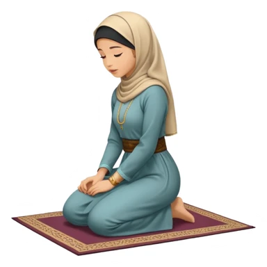 Woman Kneeling for Islamic prayer side view face to the floor sticker
