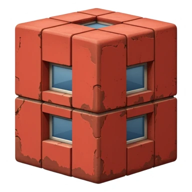 Русская кирпичная панелька в виде куба sticker