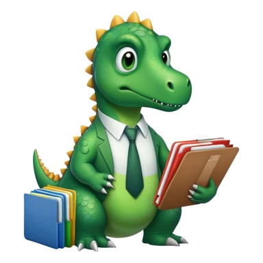 sad office dinosaur holding folders sticker