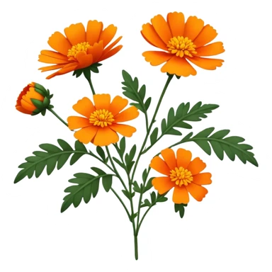 cempasúchil flower, Mexican marigold, bright orange with layered petals sticker