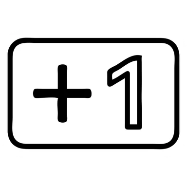 red Helvetica text '+1' inside a rectangular outline, simple and bold sticker