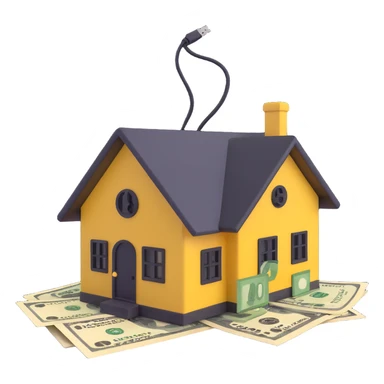 extension cable with a money sign and a house together, alternate arrangement sticker