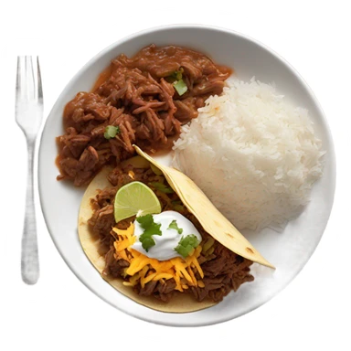 Cheesy shredded beef Birria tacos on a white plate with consome and rice on the side sticker