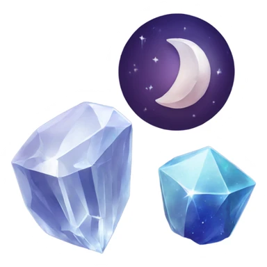 Crystals and a moon sticker