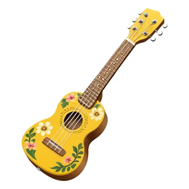 Yellow floral ukulele sticker