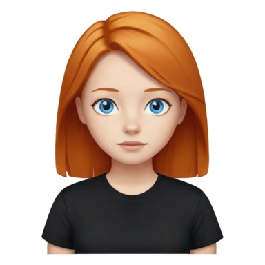 Blue eyes,ginger medium straight hair, black t-shirt girl sticker