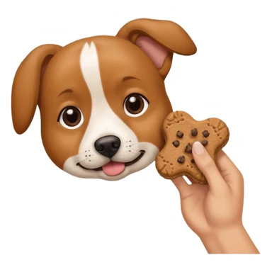 trainer hand holding a treat in front of a dog sticker