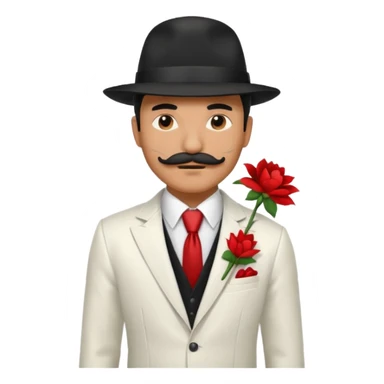 Mobster in White Suit – White jacket, red flower on lapel, mustache, black hat.



 sticker