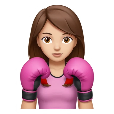 Girl with long brown hair brown eyes light skin wearing boxing pink boxing gloves sticker