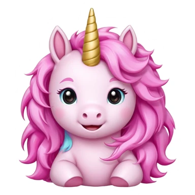 Cute happy anime pink baby unicorn 
 sticker