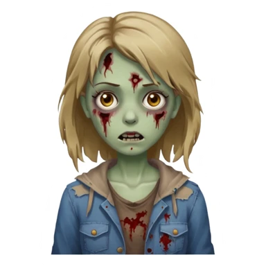 Zombie girl medium dark blonde hair brown eyes  sticker