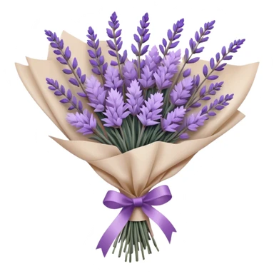 A delicate hand-tied lavender bouquet, featuring wisps of pale lilac and deep amethyst sprigs, is wrapped in parchment paper secured with a dusty plum ribbon. The gentle contrast of fresh and dried stems creates a soft, ethereal look, while the faint scent of lavender lingers like a nostalgic embrace from a bygone era.
 sticker