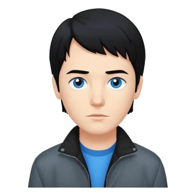 Neil McCormick from Mysterious Skin with blue eyes, black hair, black shirt, gray jacket sticker