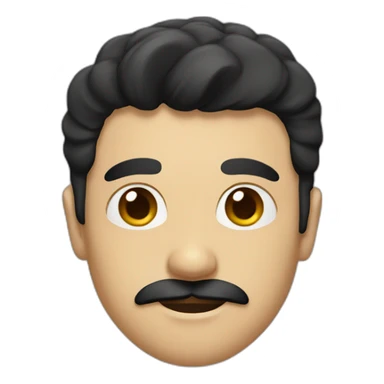 man with black hair and a rectangle black mustache sticker