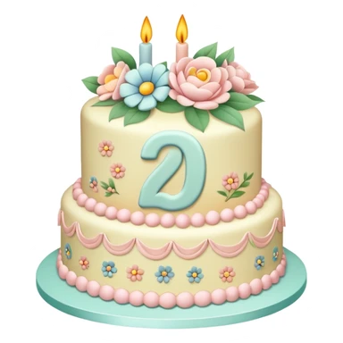 make a floral pastel cake that is aesthetic or vintage with the number 2 and 0 on it sticker