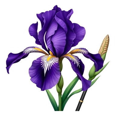 Beautiful purple iris flower with distinctive three falls and three standards, showing typical iris shape with sword-like leaves sticker