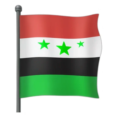 Syrian flag, green on top, white in the middle with 3 red stars and black at the bottom sticker
