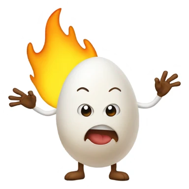 Cartoon fired egg with arms and legs sticker