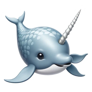 Cinematic Noble Narwhal Portrait Emoji, Poised and majestic, with a robust, streamlined body draped in mottled, silvery-gray skin, featuring a long, spiraled, ivory tusk and deep, thoughtful eyes that exude ancient oceanic wisdom, Simplified yet sharp and sophisticated features, highly detailed, glowing with a soft, ethereal arctic glow, high shine, intelligent and enigmatic, stylized with an air of mythical marine grandeur, focused and graceful, soft glowing outline, capturing the essence of a watchful and confident sea unicorn that appears ready to glide out of the screen with timeless authority! sticker