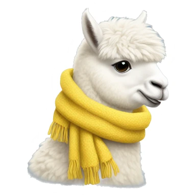 White alpaca wearing a yellow scarf sticker