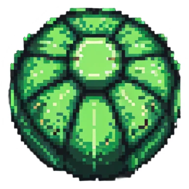 Green digital bomb, round bomb body with green highlights and details, no timer, nature-inspired design, pixel art style sticker