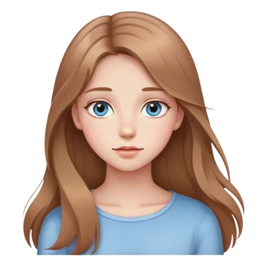 Defined Girl with long thin, light-brown hair, sky eyes, lots of blush sticker