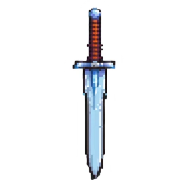 a pixel art sword, 8-bit style sword sticker