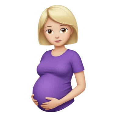 pregnant female with short hair, purple shirt, abdomen-head-neck, blond sticker