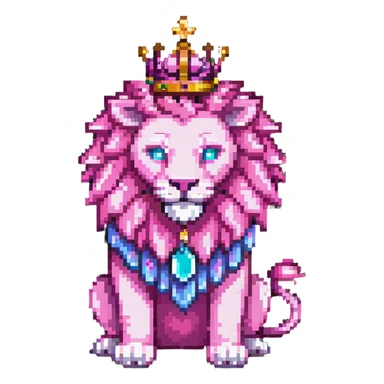 Pink lion with magical aura and crown sticker