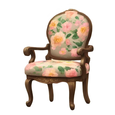 chair with furry seat and floral top sticker