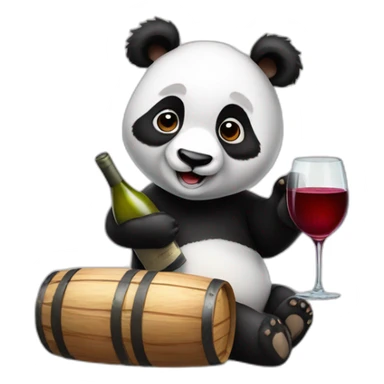 Panda bear with wine sticker