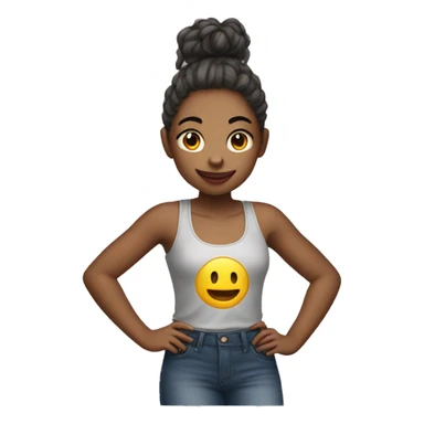 Girl in tank top by car sticker