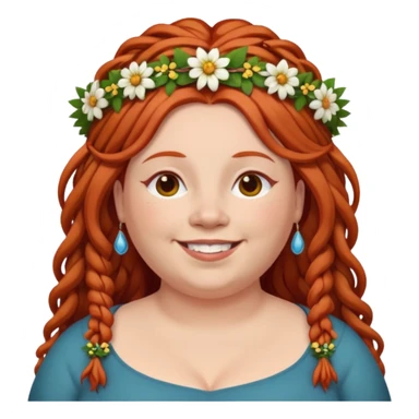 fat redhead woman with dreadlocks and floral tiara sticker